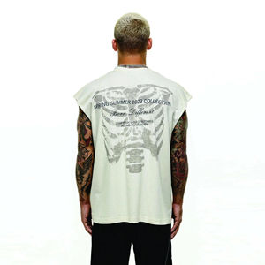 เสื้อยืดผ้าฝ้ายออร์แกนิคสำหรับผู้ชายเสื้อยืดโอเวอร์ไซส์เปิดไหล่ตกโลโก้แบบออกแบบได้ตามที่ต้องการ - Product Image 6