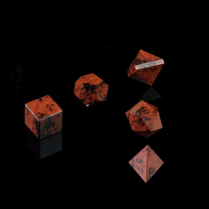 Cristal acajou obsidienne géométrie 5 pièces ensemble sculpté sacré pierre naturelle pour la guérison des solides platoniques formes géométriques uniques - Product Image 5