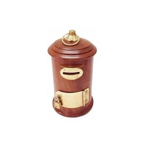 Banco de dinero con incrustaciones de Metal único hecho a mano de alta calidad para madera de Mango, forma de barril de madera promocional, artículo de regalo decorativo para el hogar Num - Product Image 1