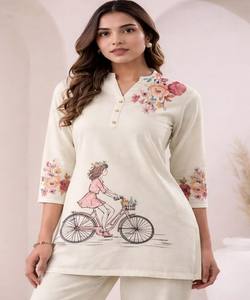Conjunto Kurti de Algodón y Poliéster con Estampado Digital, para Uso Diario, Precio al por Mayor, Prenda Étnica, Tejido Multicolor - Product Image 2