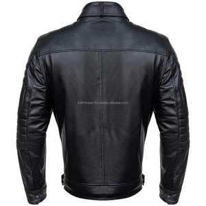 Veste en cuir de motard noire tendance OEM personnalisée pour l'hiver High Street col pression fermeture éclair poignets boutonnés multi-poches pour - Product Image 5