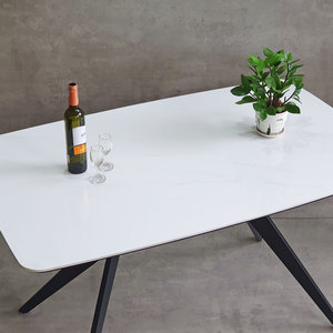 Modern Style 130x80cm Rectangular <b>Dining</b> <b>Table</b> with Tiled Top and Rounded Iron Legs Stable and Assembled BA68185 - Product Image 6