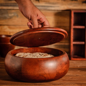 Meilleur bol de service en bois avec couvercle et poignée Récipient alimentaire isolé brun rond pour restaurants hôtels et repas à la maison - Product Image 4