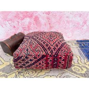 Moroccan <b>Leather</b> Pouf Handmade Ottoman Footstool Traditional Handcrafted <b>Pouffe</b> Home Decor Boho Ottoman Seat Living Roo - Product Image 1