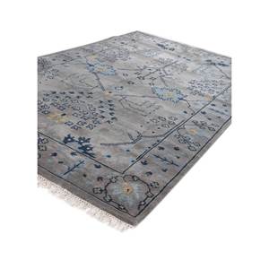 Alfombra de Lana Anudada a Mano Savana, Gris y Negra, con Diseño Abstracto de Medallón Rectangular, Hecha a Mano, Modelo LCARM-603, para Sala de Estar o Pasillo - Product Image 2
