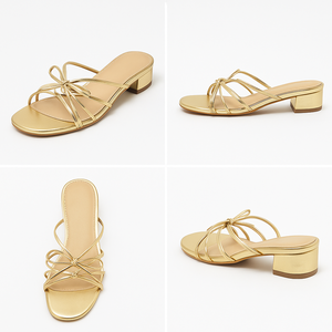 Escarpins à talon chaton métalliques à brides pour <span class=keywords><strong>femme</strong></span>, bout carré, <span class=keywords><strong>mules</strong></span> argentées et dorées à enfiler pour l'été – Disponibilité OEM/ODM - Product Image 5