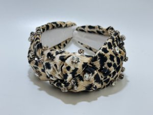 Cheetah Print <b>Beaded</b> <b>Fabric</b> Headband Wild Style Hairband for Boutique Use - Product Image 2