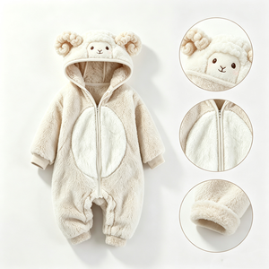 Mono de lana de oveja personalizado para bebé, pelele con capucha de lana de cordero, disfraz de oveja para recién nacido. - Product Image 2