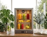 Réfrigérateur de bureau exécutif en acier inoxydable avec porte vitrée pour le stockage de thé matcha et de boissons aux fruits