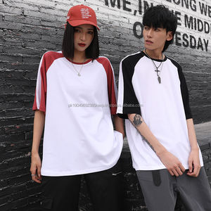 200GSM Colorblock Raglan manga verano suelta Ajuste de gran tamaño personalizable Logo estampado algodón media manga camisetas - Product Image 3