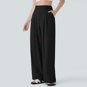 Pantalon large taille haute pour femme, style décontracté, avec nœud en dentelle, idéal pour le bureau ou l'été - Product Image 2