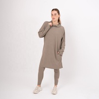 Conjunto de Túnica Larga con Capucha y Pantalones para Mujeres Musulmanas, Ropa Deportiva Modesta, Tejido Elástico Transpirable, Fabricante Mayorista OEM ODM