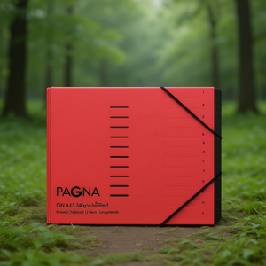 PAGNA DIN <b>A4</b> 240g/m Red File <b>Folder</b> Pressed Chipboard with 12 Black Compartments - Product Image 3