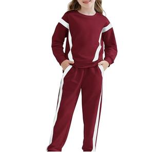 Ensemble de survêtement pour filles, 2 pièces, couleur marron uni, pour activités sportives, jogging, course à pied, respirant - Product Image 2