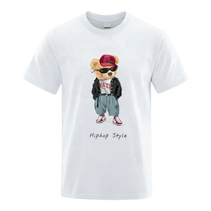 Nuevo estilo Hip Hop oso de peluche estampado Casual verano Top cuello redondo manga corta hombres gráfico algodón camisetas moda calle desgaste - Product Image 1