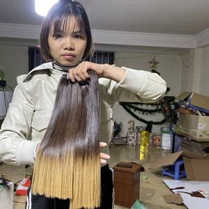 Venta al por mayor color ombre Supperdouble dibujado Trama de pelo Hueso recto Calidad superior 100% Cabello humano vietnamita precio razonable cabello crudo - Product Image 4