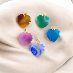 Colgante de ágata azul 20mm en forma de corazón teñido ágata azul 925 plata esterlina chapado en oro encanto de ágata para la fabricación de joyas colgante de ágata - Product Image 2