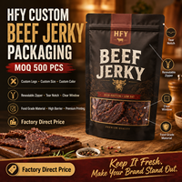 Sacs d'emballage personnalisés en papier kraft avec fenêtre pour viande séchée, biltong et bœuf séché, avec fermeture à zip