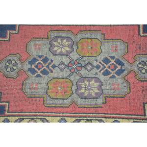 Alfombra de lana turca Vintage 18x36ft tamaño clásico diseño de retazos rojo y azul para decoración para sala de estar técnica de tejido PLANO 4m de ancho - Product Image 5
