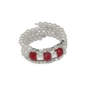 Urthn 1401430F Elegant Silver Plated <b>Red</b> Crystal Pearl <b>Bracelet</b> Stylish Crystal <b>Bracelets</b> & Bangles - Product Image 1