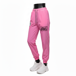 Pantalon coupe-vent pour femme, tissu polyester de haute qualité, coupe-vent, rose uni, logo personnalisé en transfert thermique sur caoutchouc, pantalon pour femme - Product Image 4