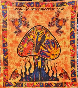 Tapisserie à imprimé champignons POTLY, impression numérique, décoration murale, sur mesure, vente en gros, drap de lit en coton GC-TPDB-133. - Product Image 4