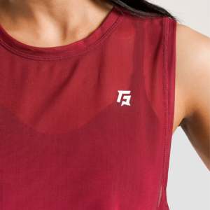 Vital Breathable Red Knitted Fabric <b>Top</b> with <b>Mesh</b> Cover Comfortable and Responsive - Product Image 6
