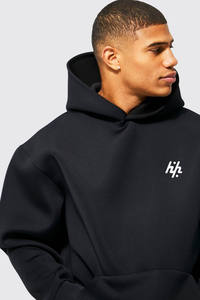 Moda Nuevo Negro Logotipo personalizado Ropa deportiva básica Sudaderas con capucha de algodón pesado Hombres Jersey Sudadera con capucha bordada personalizada - Product Image 2