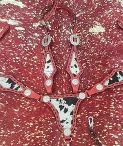 Juego de tachuelas de caballo de cuero de lujo Premium Logo personalizado Cuello de pecho de temporada Headstall Para Caballo occidental de tiro completo - Product Image 3