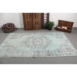 Alfombra Turca Vintage de 5x8.4 pies, Alfombra Grande, Alfombra de Lana Azul - Product Image 3