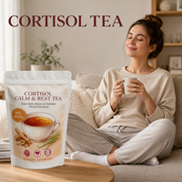 Thé de relaxation pour la gestion du cortisol, soutien vitalité, sans caféine, étiquette nette, sachet à base de plantes 3g, 15 unités