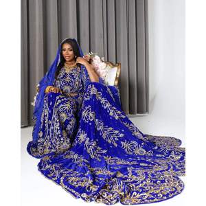 Sapphire Queen Ball Gown Somali Dirac Engagement <b>Dress</b> with Crystal Decoration - Product Image 1