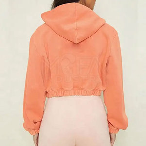 Wholesale Anti-Wrinkle Zipper Crop <b>Hoodies</b> For Woman <b>Lightweight</b> & Breathable Streetwear Ready - Product Image 3