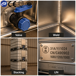 Réservoir IBC à capacité personnalisable 1500L Conteneur IBC en acier inoxydable SS304 Certifié CE ISO - Product Image 3