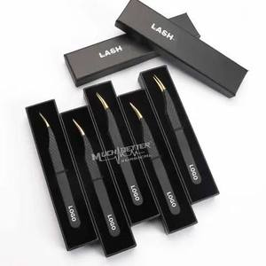 Ensemble de pinces à cils volume à pointe en fibre de marque privée, ensemble de pinces à cils en acier inoxydable pour extension de cils - Product Image 2