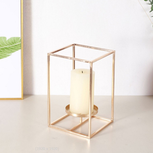 Nouveau Vintage métal carré treillis bougeoir et or fini décor de bureau à domicile décoration de mariage conception Simple bougeoir - Product Image 2