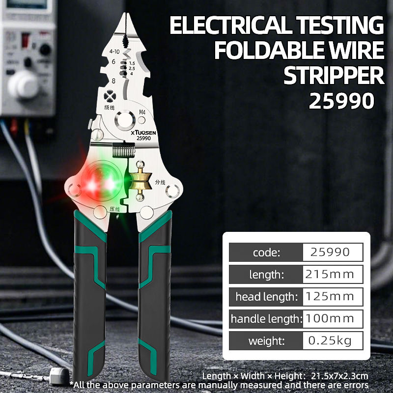 25990, Pince à dénuder pliante pour tests électriques, En vrac, 0,25 kg