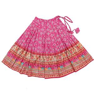 Conjunto de Lehenga Choli Tradicional Rajasthani para Niñas de Shoryam Fashion, Color Rosa Ajrakh, para Fiestas, Bodas y Eventos Festivos |   Exportación - Product Image 2