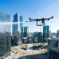 Flyaster C15 Drone de Nettoyage de Bâtiments en Hauteur 100m, 16MPa, 20L/min, Tuyau 120m, RTK FPV, Pompe/Moteur, 21min de Vol Stationnaire, 4.5kW pour Façades/Vitres