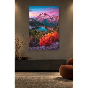 Impresión en lienzo del lago Fida Mountain Lake al atardecer rosa - Product Image 5