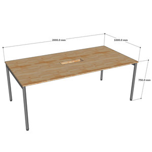 Mesa de Conferencia OMA Serie II con Patas de Hierro 200x100cm Diseño Moderno Minimalista Madera de Caucho HBOM208 Muebles de Oficina para Hoteles - Product Image 4