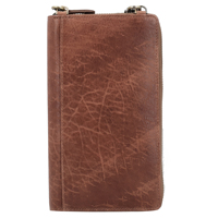 Portefeuille de voyage vintage en cuir véritable avec fermeture éclair, poche à monnaie, passant de ceinture et blocage RFID, pochette élégante faite à la main