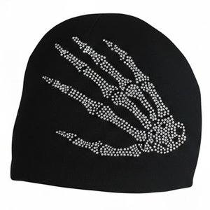 Wholesales Custom Rhinestones Design Black Men's <b>Beanies</b> For Winter <b>Streetwear</b> <b>Beanie</b> Caps For Mens Comfortable Knitted jacquard - Product Image 1