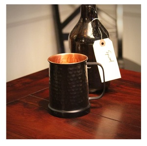 Antique Black Unique <b>Copper</b> Barrel Mug Inside Hammered Point Design With Straw for Hotel Bar Restaurant <b>Kitchen</b> Use - Product Image 2