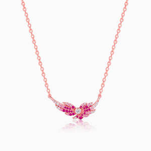 Collier Fly en or rose 14K avec chaîne de boîte en moissanite diamant rubis bijoux de fiançailles à la mode - Product Image 5