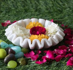 OEM personnalisé luxe Art déco blanc et noir marbre pierre bol cannelé sculpture pour cuisine et décoration intérieure plateaux décoratifs - Product Image 2