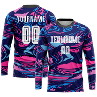 Venta al por mayor diseño personalizado 100% poliéster sublimado hombres manga completa ropa de fútbol camisetas de fútbol