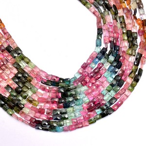 AAA + Multi Tourmaline 4x5mm-4x6mm Facettes Chicklet Briolette Perles Tourmaline Naturelle Pierre Précieuse Rectangle Fantaisie Perles Pour Bijoux - Product Image 6