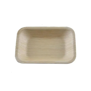 100% assiettes en feuille de palmier écologiques naturelles jetables en forme de rectangle sans danger pour les aliments chauds et froids pour les mariages et les fiançailles - Product Image 1