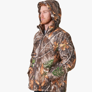 Veste de chasse à col montant en gros, doublure matelassée, veste bomber pour l'hiver avec logo sur le devant - Product Image 3